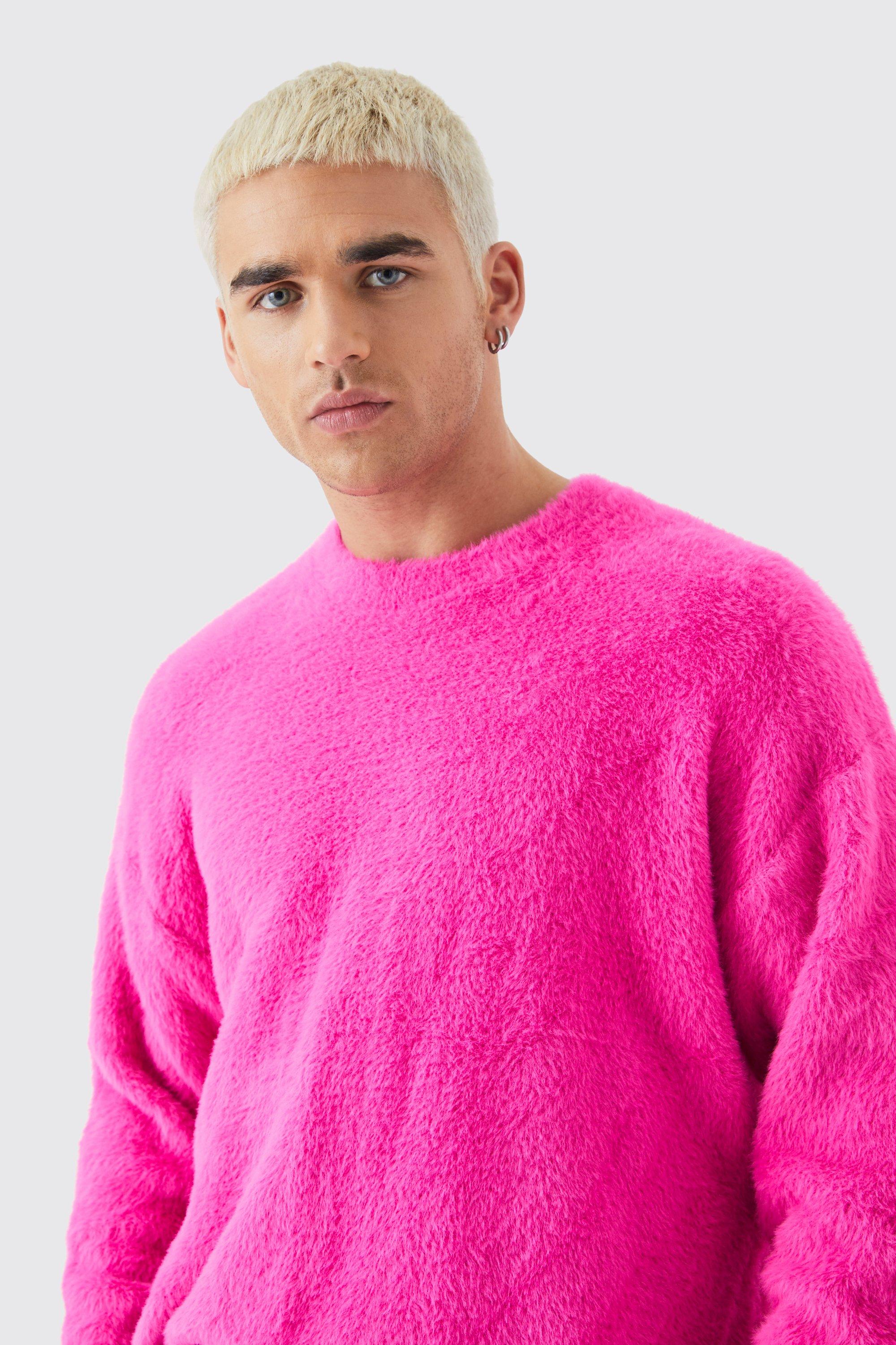 Boxy Crew Neck Fluffy Knitted Jumper boohoo